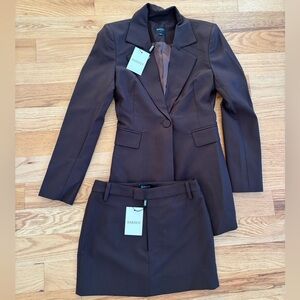 Chocolate Blazer & Skirt Set